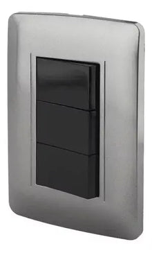 Apagador Triple Sanelec Placa Linea Toscana Graphite - Marchante MX