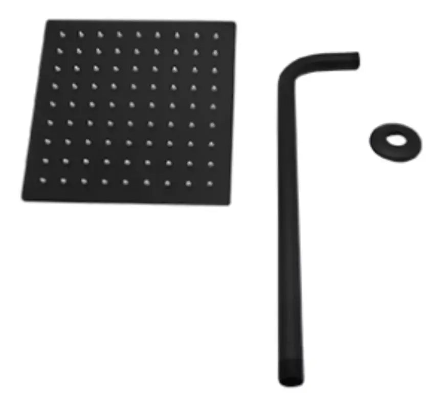 Regadera Cuadrada Tubo Meer Antisarro Negro Mate 8 Pul 15cm - CNX - empaque