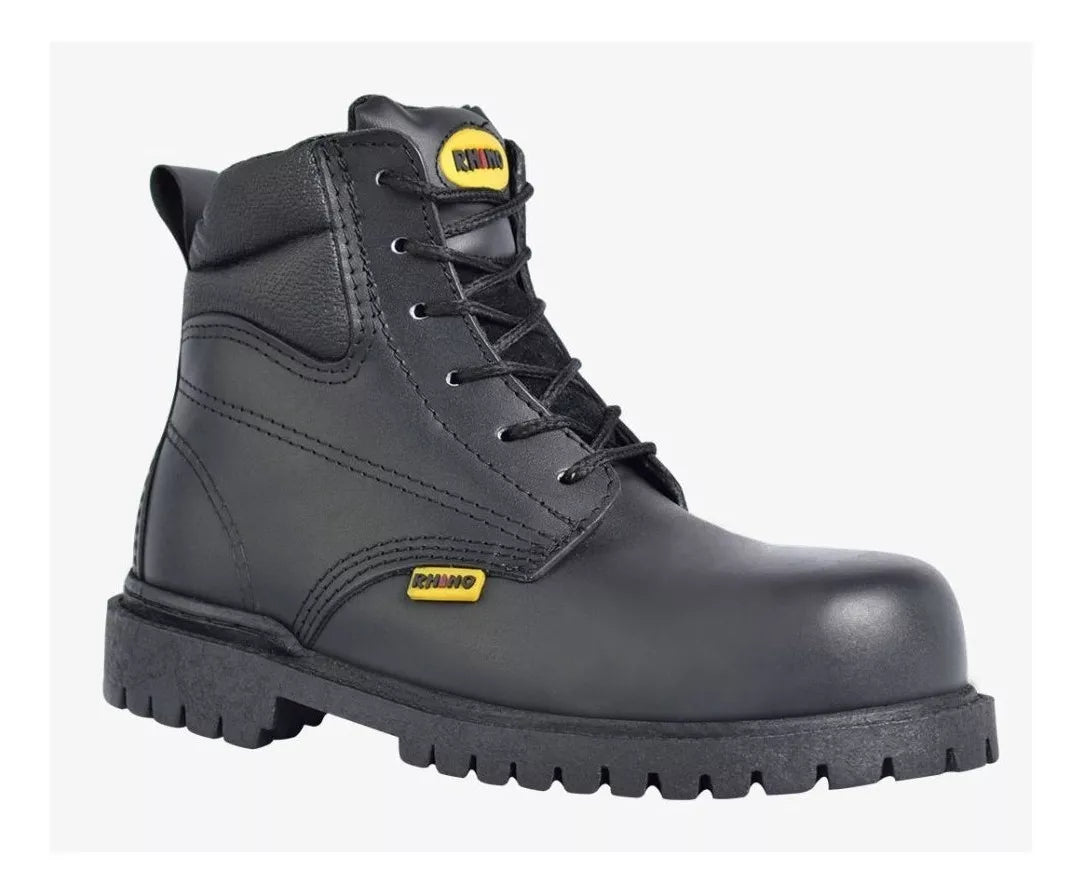 Bota Piel Trabajo Industrial Rhino Negra Dieléctrica Puntera