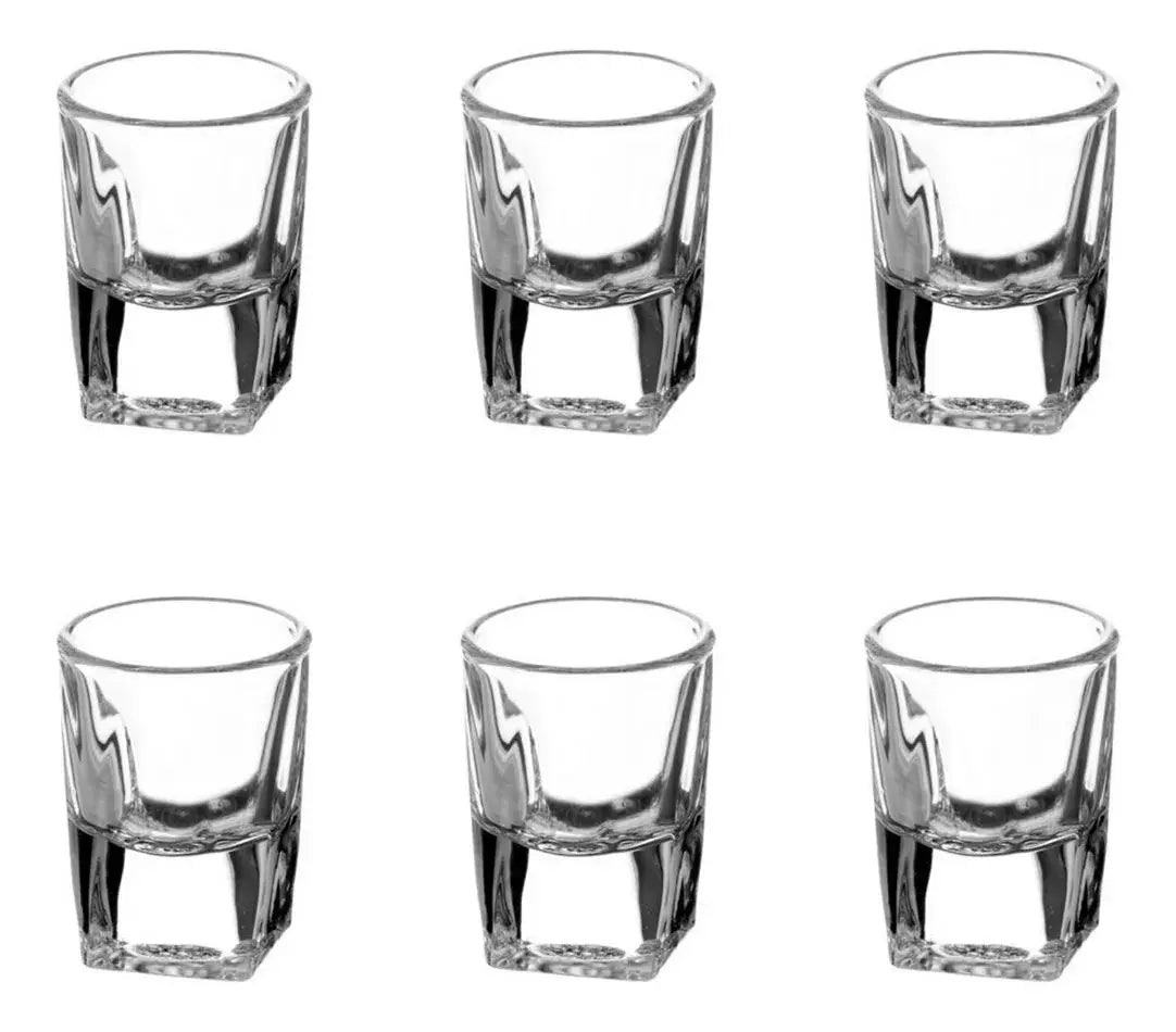 6 Pack Vaso Mini Tequilero Cuadrado Shot Mezcal Vidrio - Marchante MX