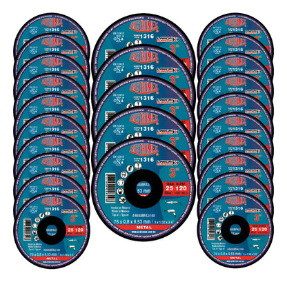 25pz Disco Abrasivo 76x0.8x9.53 Mm Clave 1316 Austromex Negro