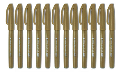 6 Plumas Brush Up Pentel Marcadores Punta Fieltro Tinta Ocre