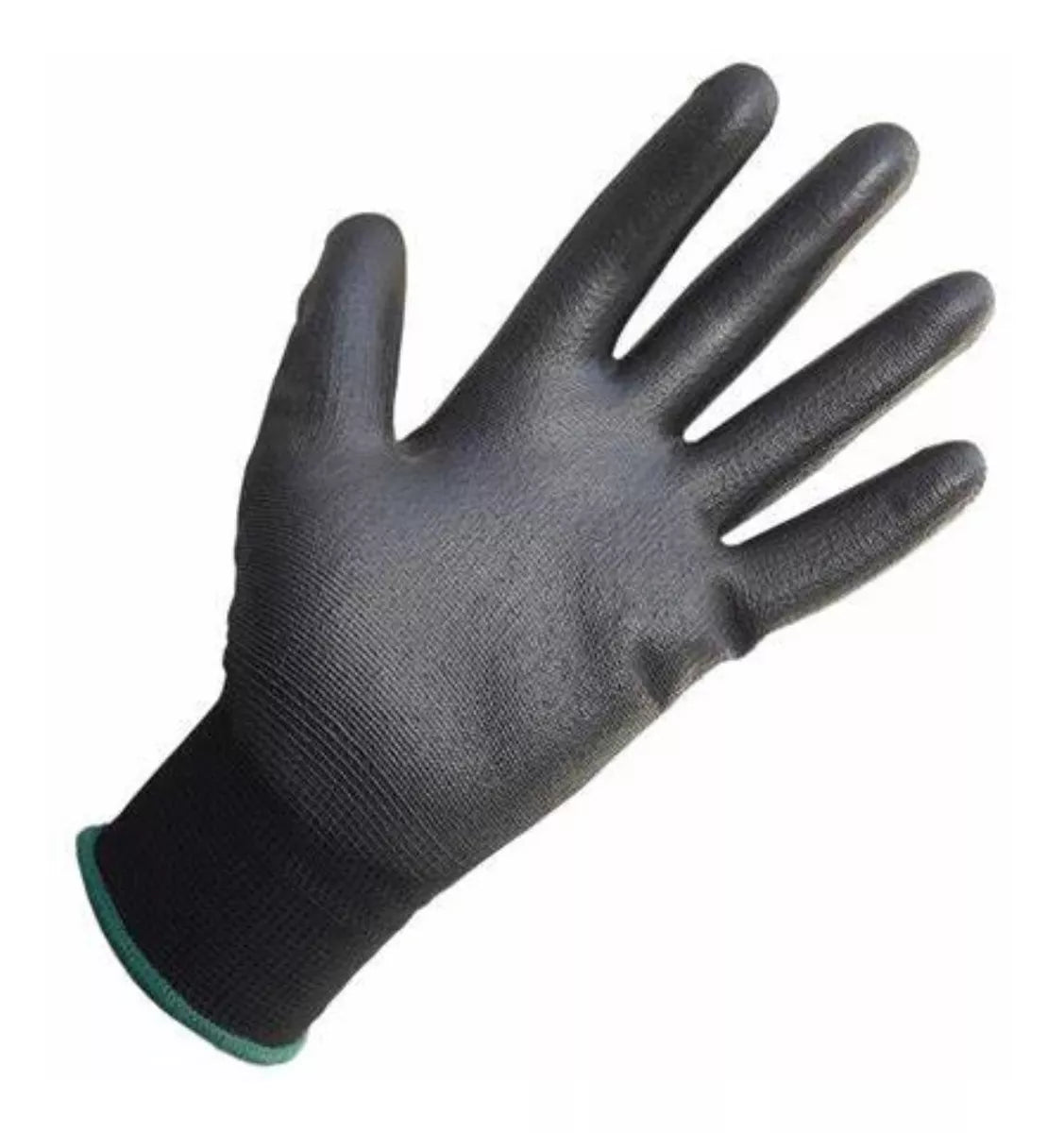 12 Guantes Seguridad Recubiertos Poliuretano Ribete Colores