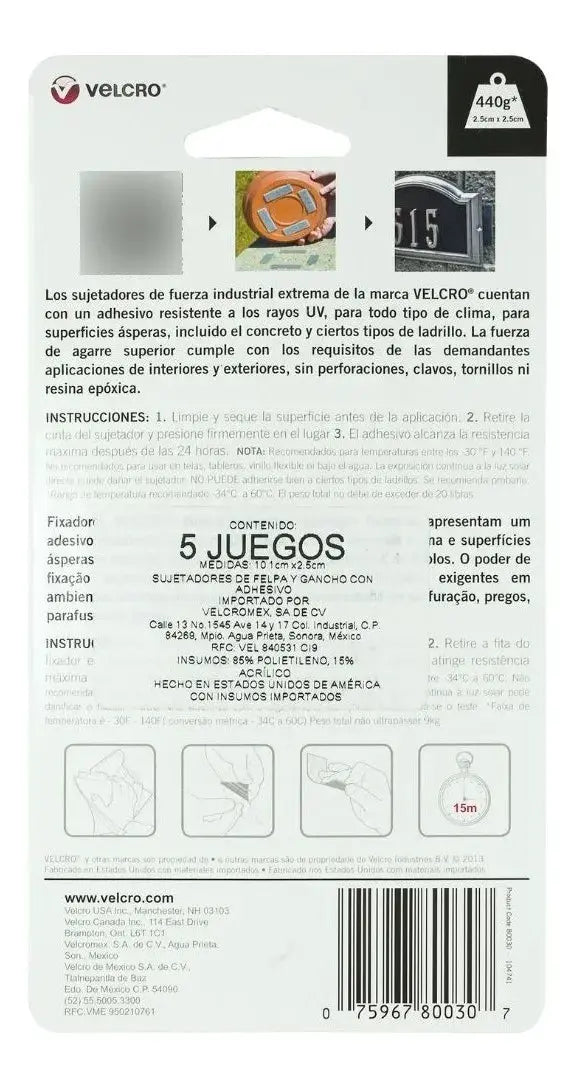 5 pz Tiras Sujetadoras Gris Alta Resistencia VELCRO 10.1x2.5cm - Velcro - vista lateral