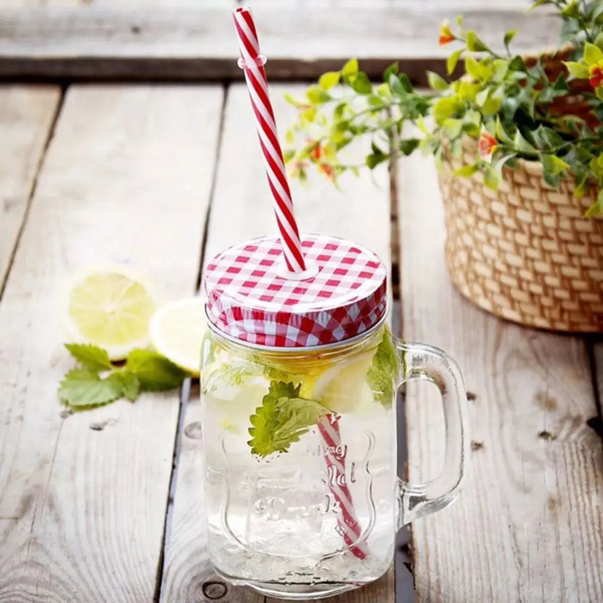 12pz Frasco Mason Jar Grabado 480ml Tapa Popote Vidrio Color - URREA