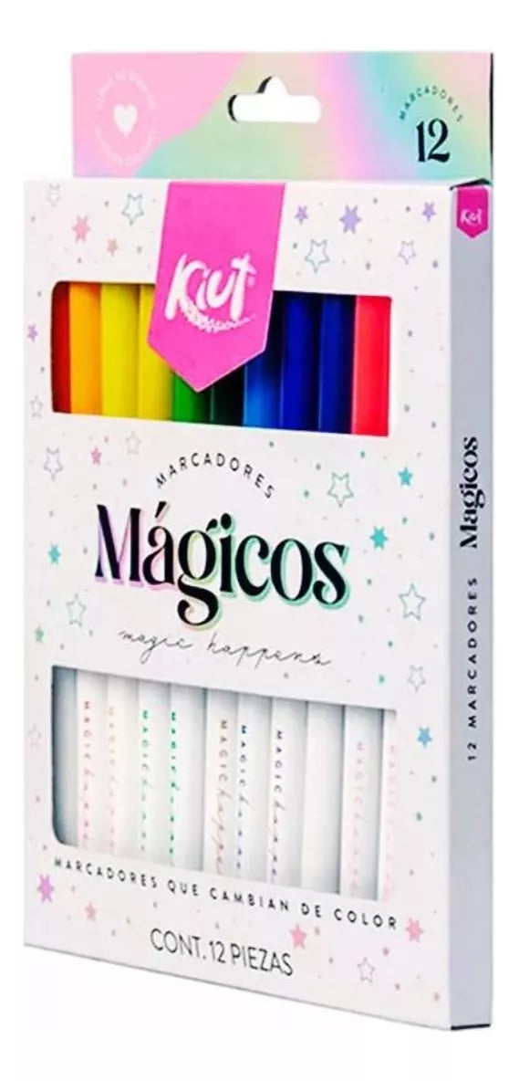 12 Marcadores Plumones Magicos Kiut Tinta Cambian Color