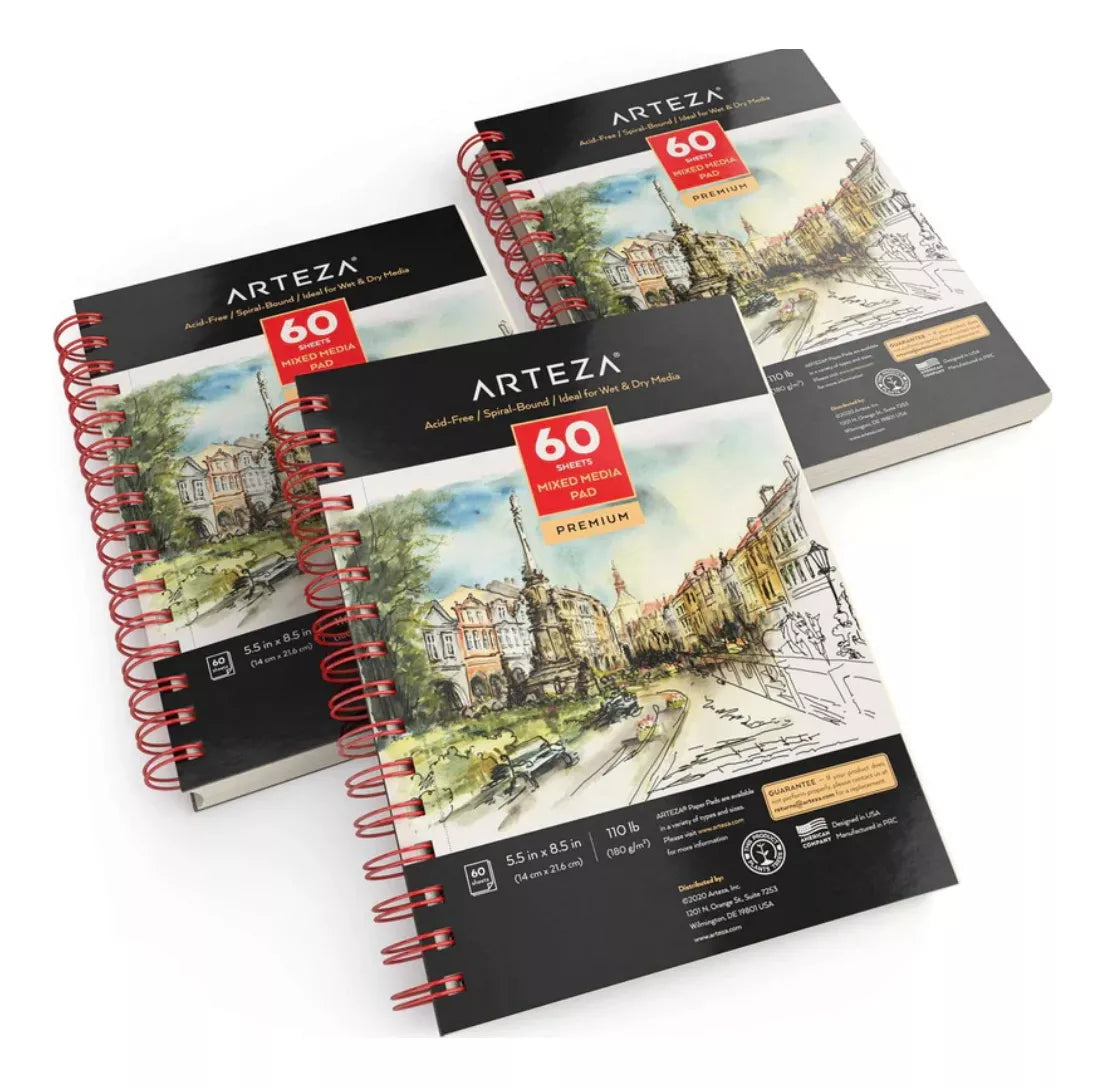 Pack 3 Libretas Mixta 60 Hojas 5.5 X 8.5 Pulgadas Arteza