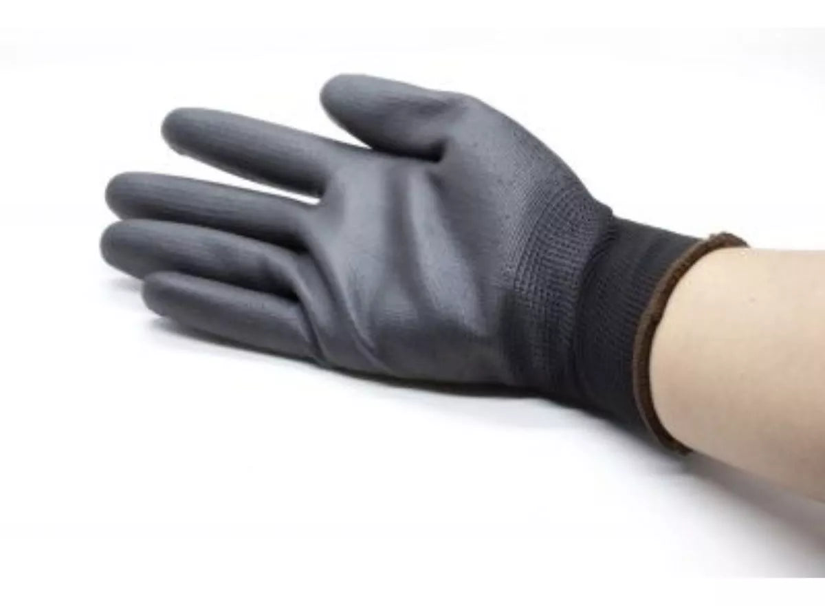 12 Guantes Seguridad Recubiertos Poliuretano Ribete Colores