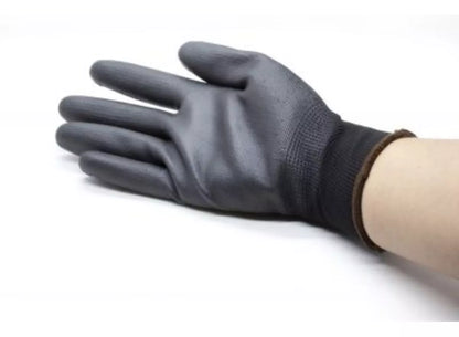 12 Guantes Seguridad Recubiertos Poliuretano Ribete Colores