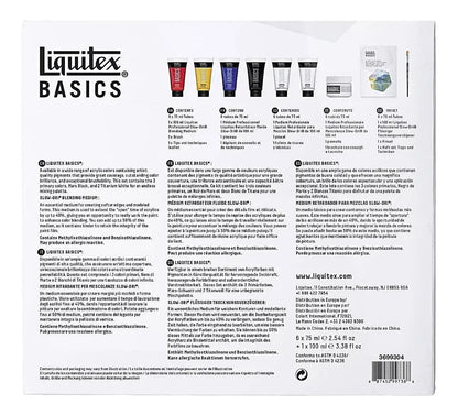 Set 6 Pinturas Acrilicas Liquitex Básico + Medio + Pincel - Marchante MX