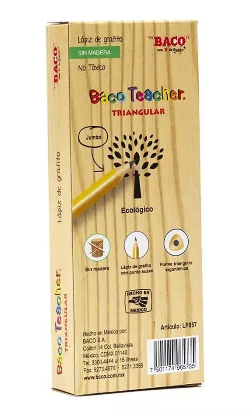 10 Lápices Entrenadores Grafito Baco Hb N°2 Bacoteacher - BACO - vista lateral