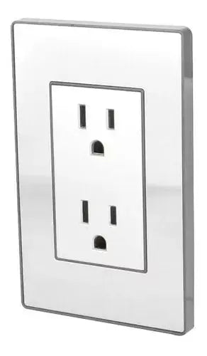 Placa Acero Inox. Sanelec Doble Contacto Duplex Cordoba 4633 - Sanelec - detalle
