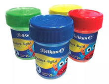 6 Pinturas Digital 25ml Pelikan Colores Escolar Dedos Niños