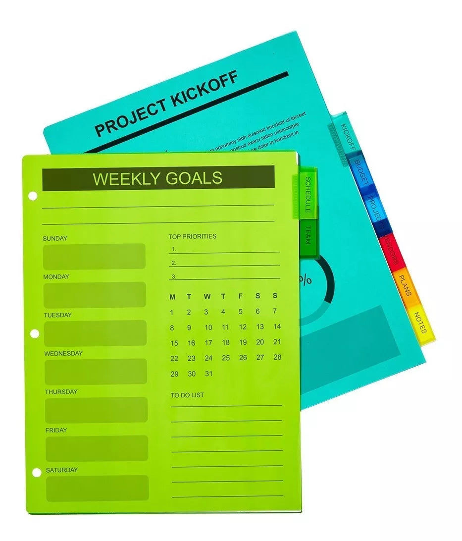 8 Separadores Pestañas Avery Insertables Carpeta Colores