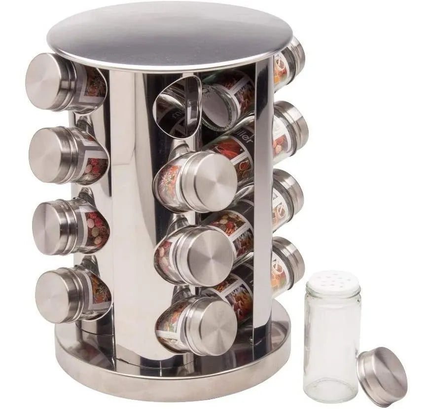 Especiero 9000 Alpro Carrusel 16 Frascos, Acero Inoxidable