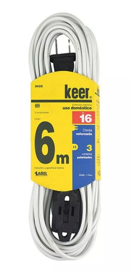 Extensión Blanca Contactos Polarizados 6m Keer Uso General