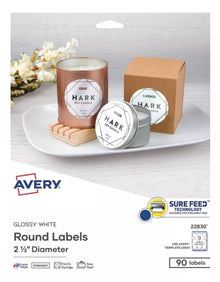 90 Etiqueta Circular Permanente Avery 6.4cm Impresion Laser
