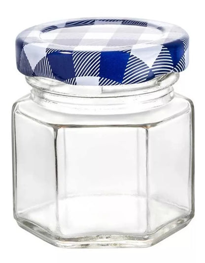 12 Frascos Mini Hexagonal Vidrio Tapa Mantel Almacena 45ml