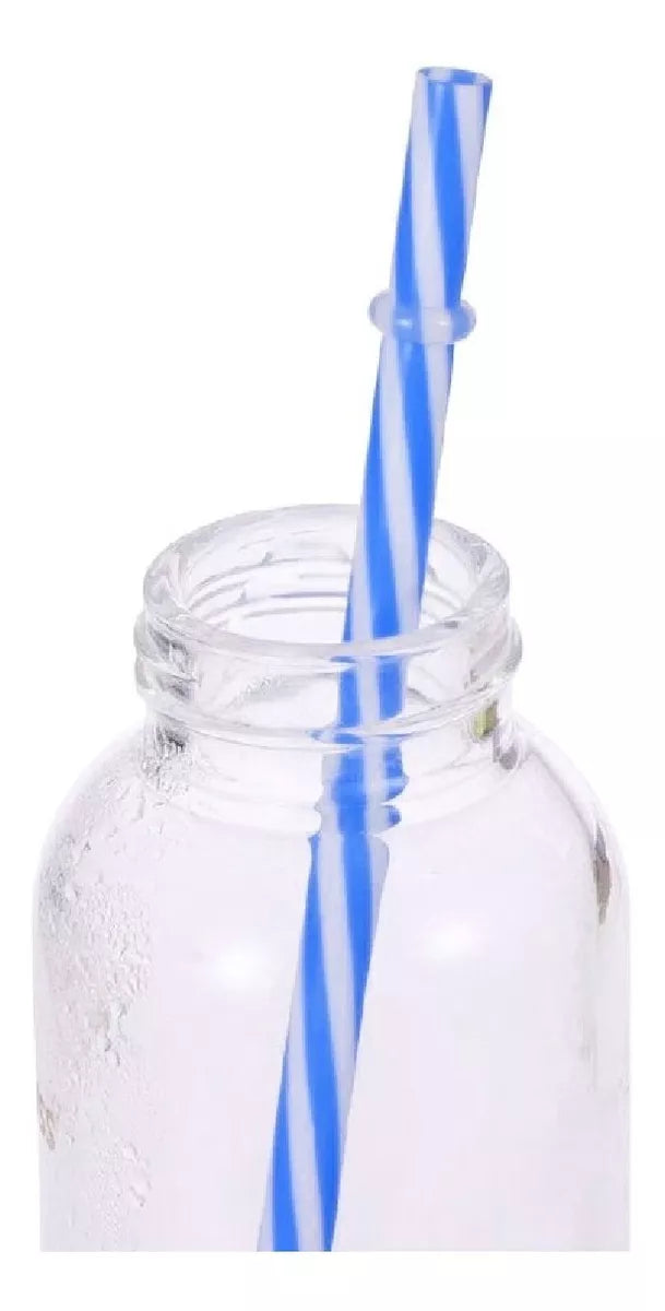 Popotes Mason Jar Colores Plástico Frasco Fiesta 12 Piezas