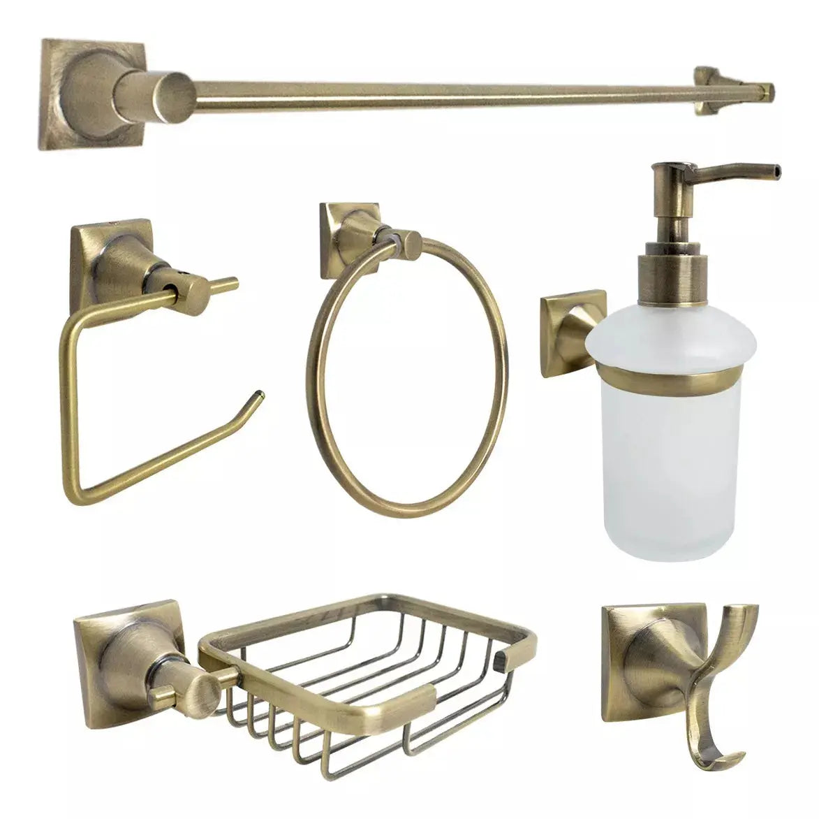 Juego Accesorios Baño 6 Piezas Meer Completo Color Dorado - CNX