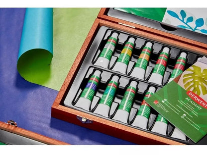 Caja de Madera Pintura Acuarela Derwent Academy 12ml Set 12 Piezas - Marchante MX