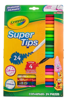 20 Plumones Super Tips + 4 Plumones Silly Scents Crayola 24