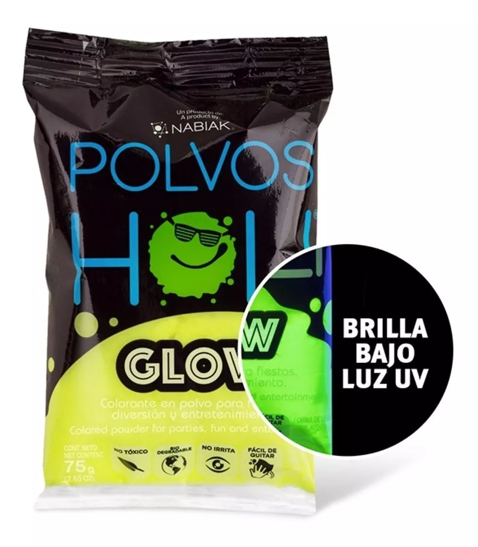 Polvos Holi Glow Original Neón 75gr Paquete De 10 Fiesta