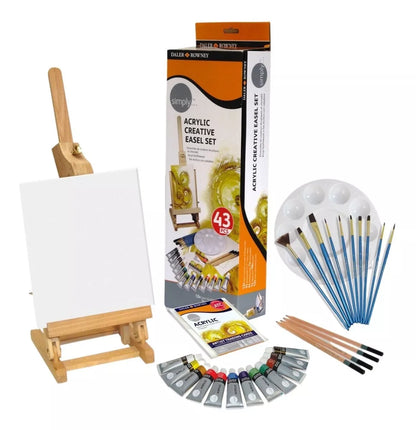 Set 43 Piezas Caballete Acrílico Daler Rowney Simply Creativo
