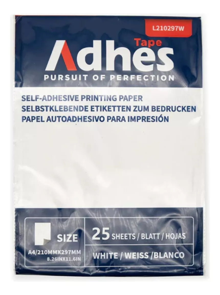 25 Hojas Papel Adhesivo Para Impresión Adhes Blanco Térmico