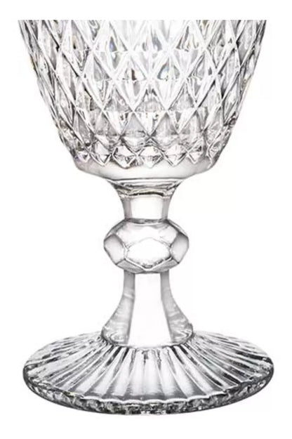 6 Copas Vino Tinto Blanco Vidrio Cortado Cristal Diamante