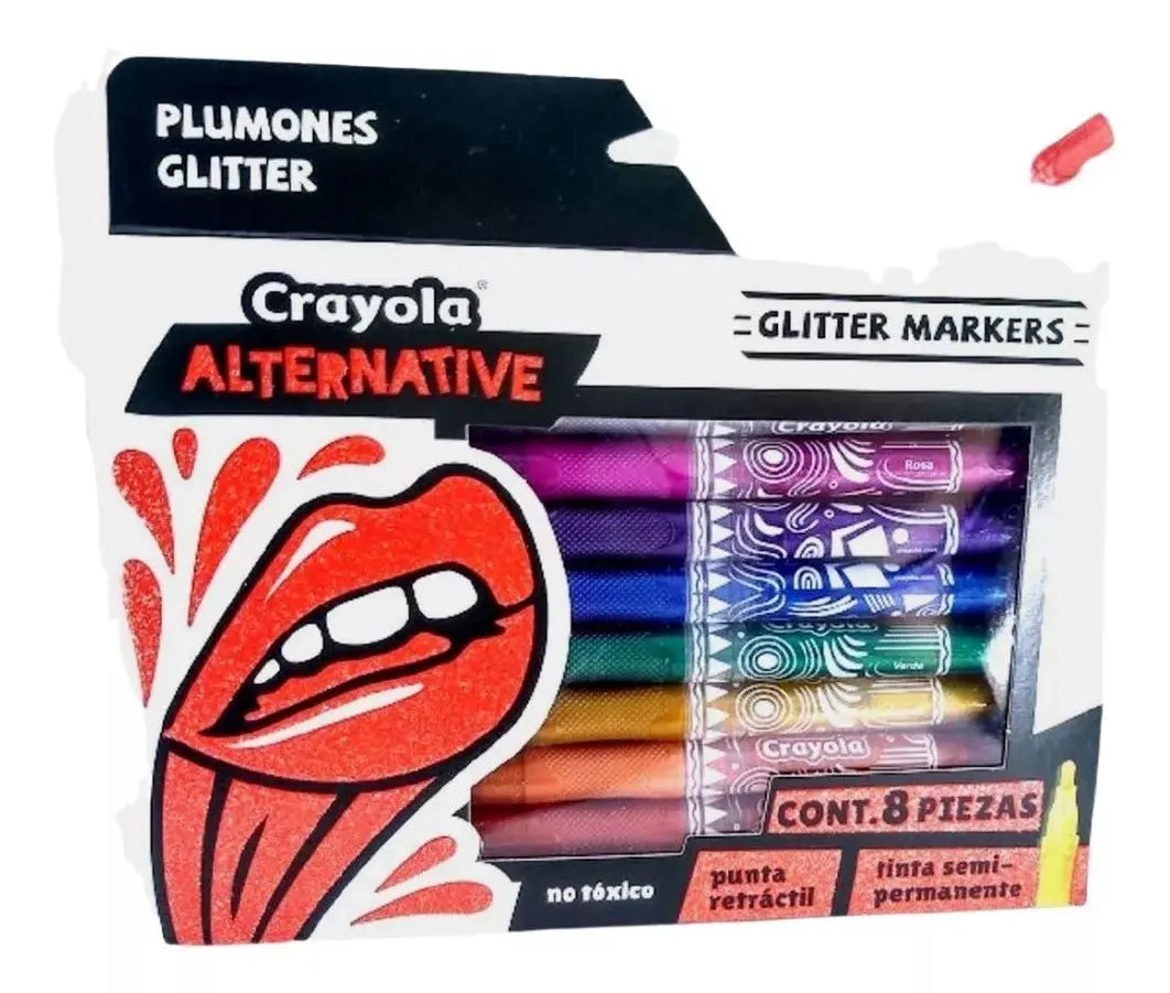 8 Plumones Glitter Alternative Markets No Tóxico Crayola - Crayola - vista trasera