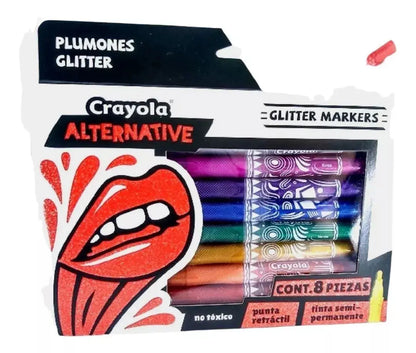8 Plumones Glitter Alternative Markets No Tóxico Crayola - Crayola - vista trasera