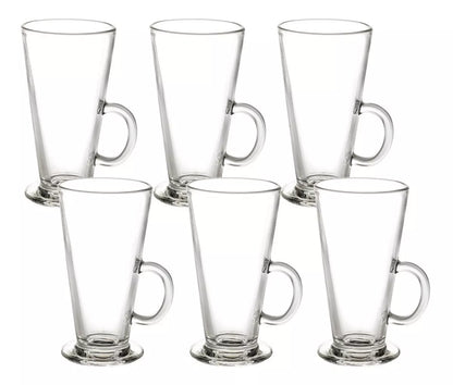 Set De 6 Tazas Para Café Te Conica 280ml Vidrio Capuccino - Marchante MX