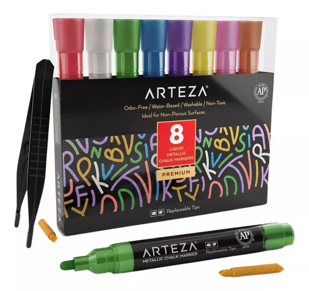 Set 8 Rotuladores Tinta Liquida Colores Metalicos Arteza