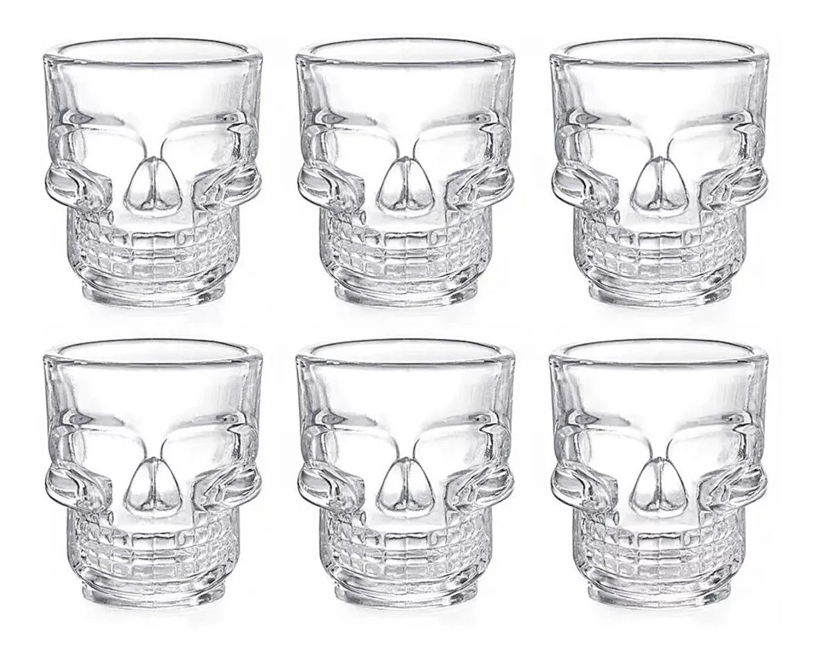 6 Pack Vaso Tequilero Shot Calavera Craneo Vidrio Escoge Mod