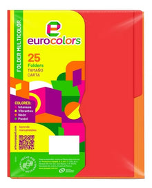 25 Folders Carta Paquete Surtido Eurocolors Colores Intensos