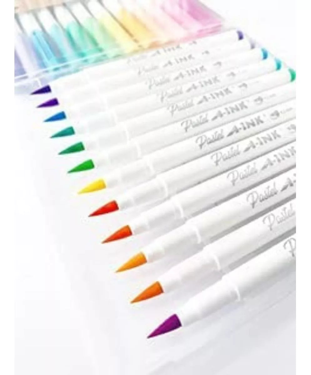 12 Plumones Marcadores A-ink Punta Tipo Pincel Color Pastel