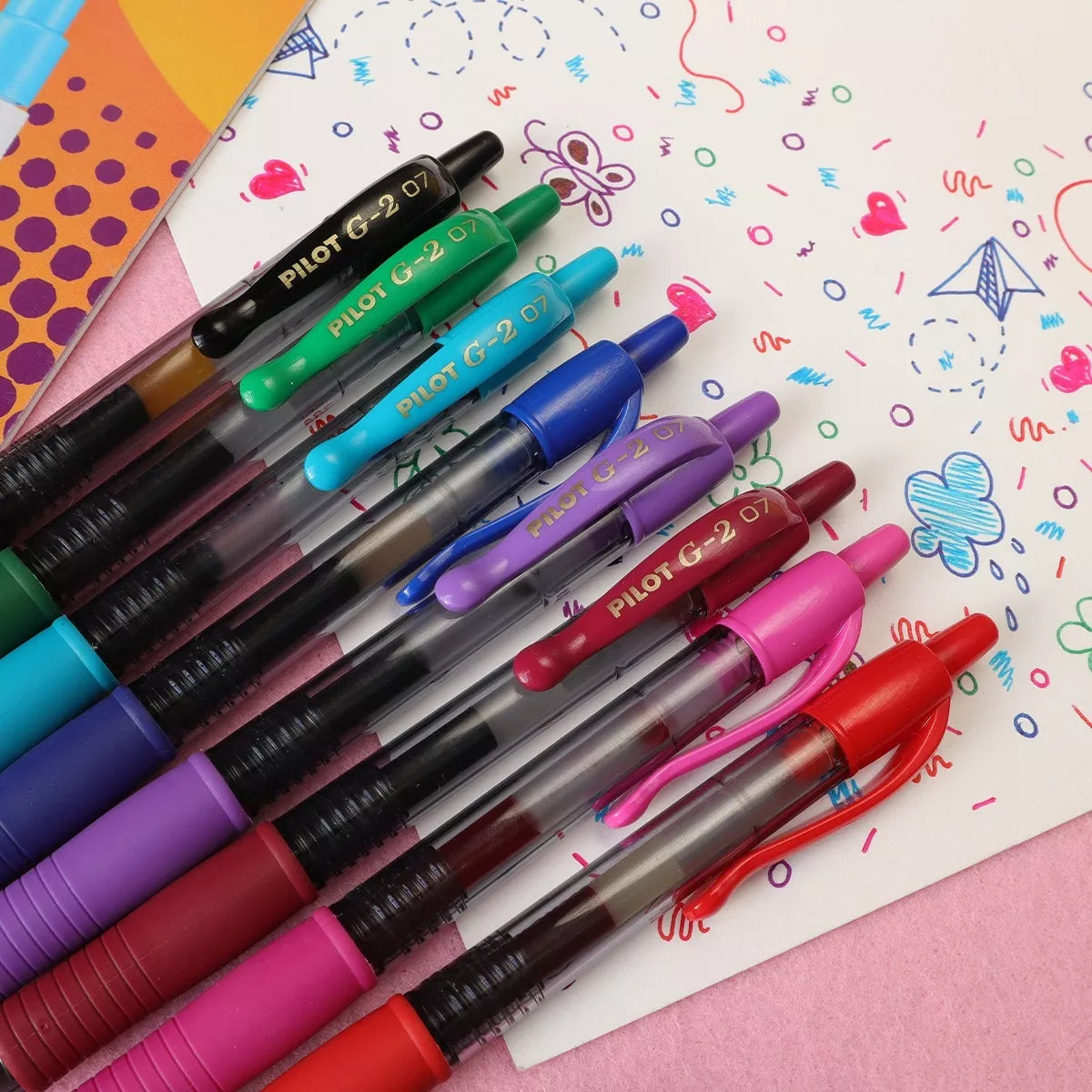 8 Boligrafos Gel Pilot G2 Premium Recargables Trazo Fino