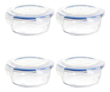 4 Contenedor Hermetico Vidrio Redondo Mediano 620 Ml