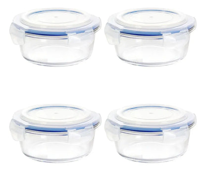 4 Contenedor Hermetico Vidrio Redondo Mediano 620 Ml - Vittori - detalle