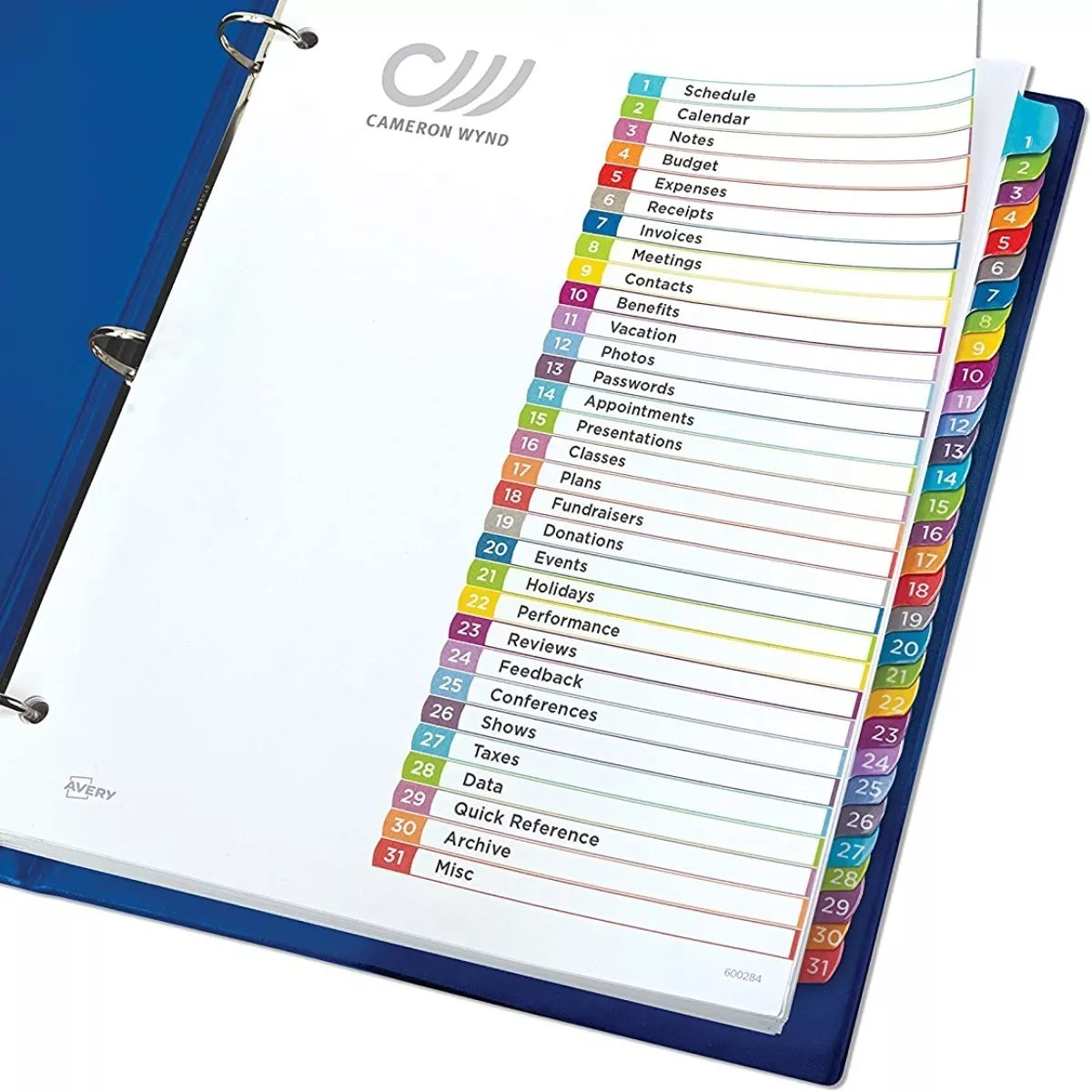 31 Separador Pestañas Numericas Avery Carpeta Multicolores