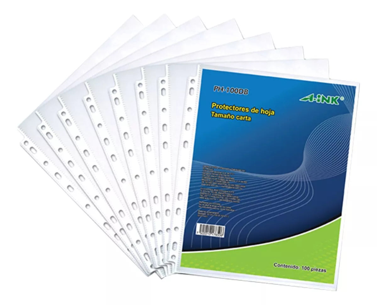 Protector Hoja Carpeta A-ink Tamaño Carta Paquete 100 Hojas