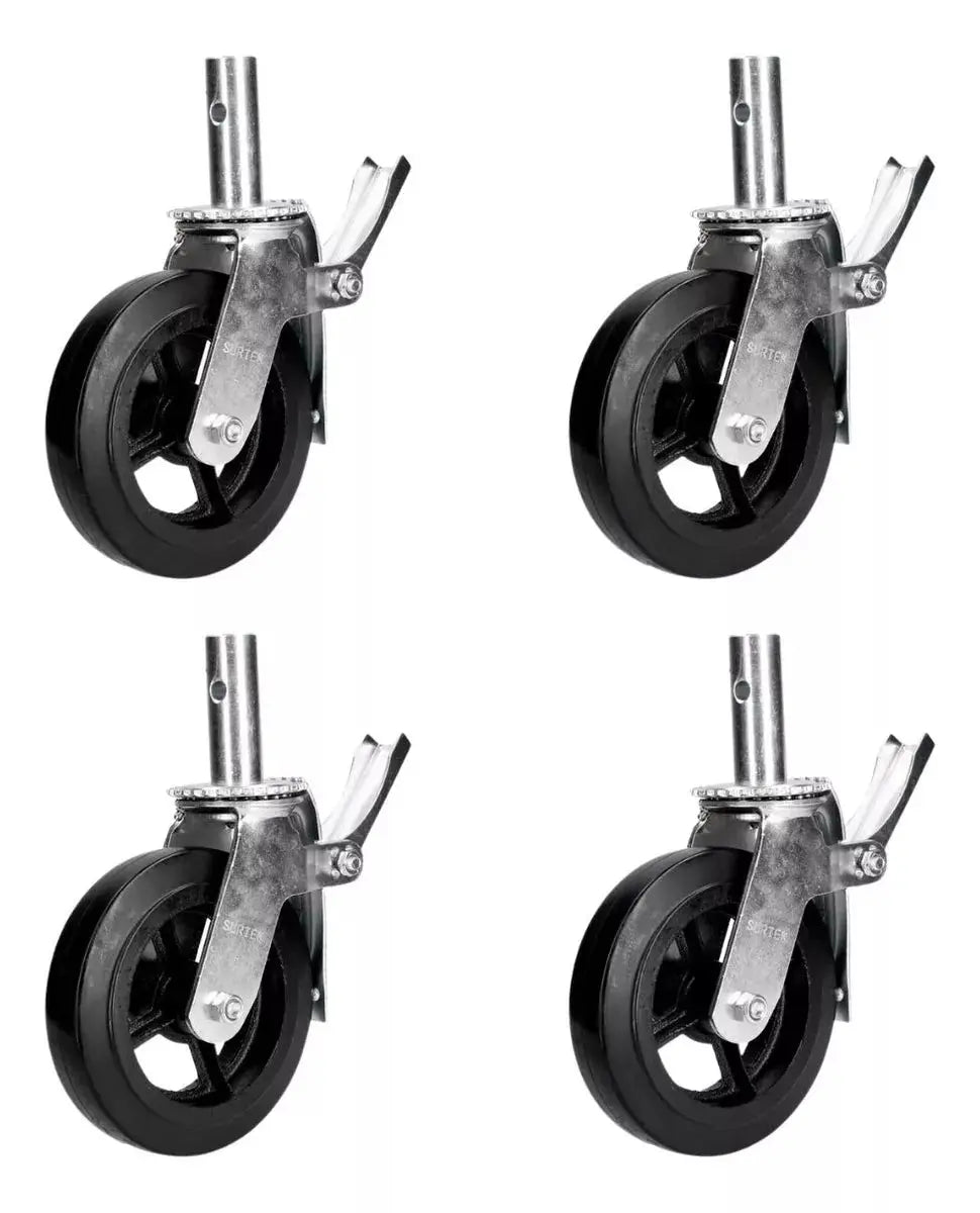 Pack 4 Rodajas/ruedas Hule Surtek Freno 8 Pulgadas Andamio - Lock - detalle
