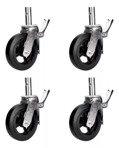 Pack 4 Rodajas/ruedas Hule Surtek Freno 8 Pulgadas Andamio - Lock - detalle