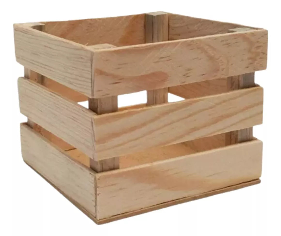 Pack 10 Huacales Madera Confetti 10x10 Cm 3 Tiras