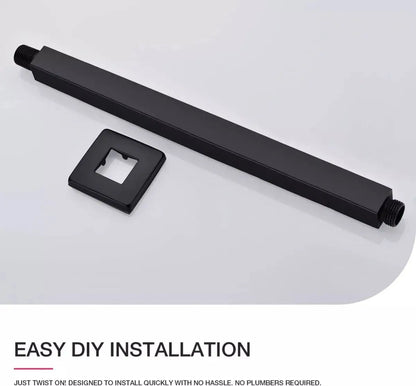 Cuello Techo Regadera Meer Negro Mate 40cm Acero Inoxidable - CNX - vista lateral