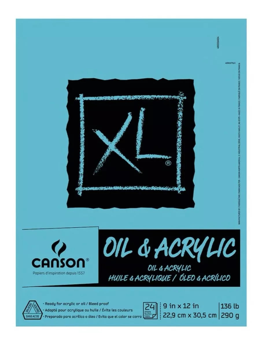 Block Dibujo Canson Xl Óleo Y Acrílico 290g 22.9x30.5cm 24h