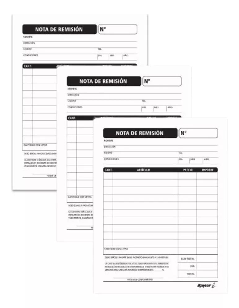 6 Block Nota Remisión Rayter Triplicado 1/4 /17 Juegos C/u