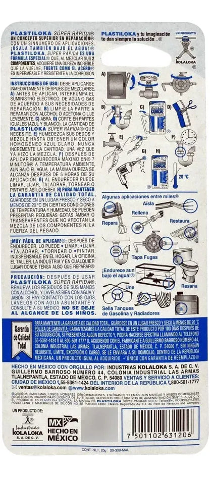 Plastiloka Azul Secado Rapido 20g Kola Loka Pastilina Epoxica - Dogotuls - empaque