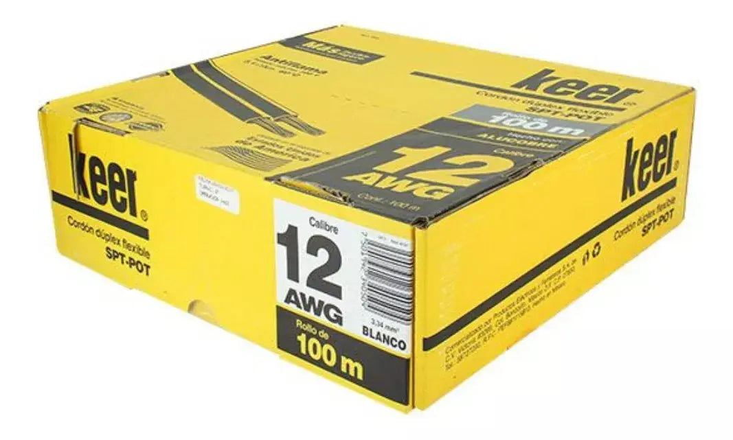 100m Cable Pot Blanco Alucobre Keer 12 Awg 10a 300v - Kronaline